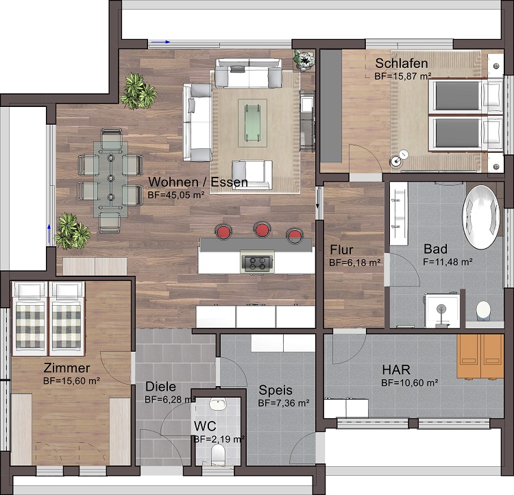 Bungalow B 121 - F Erdgeschoss