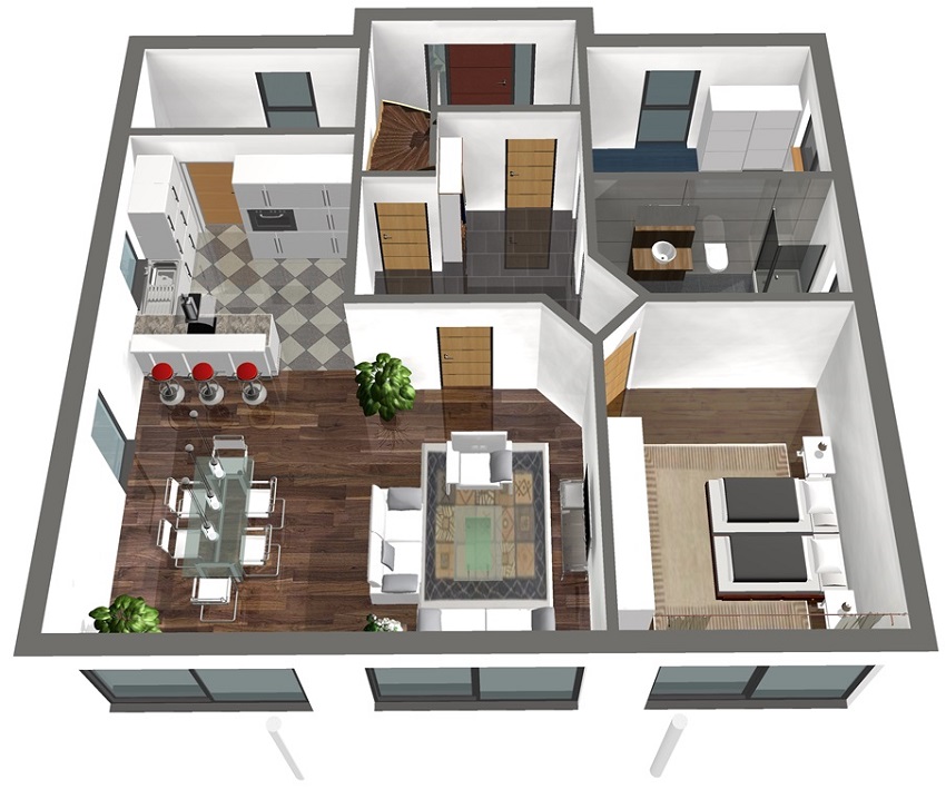G - 224 Stadtvilla 3D Erdgeschoss