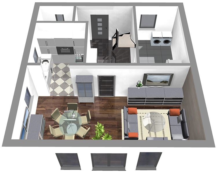 Neckargerach - E 126 Erdgeschoss - 3D